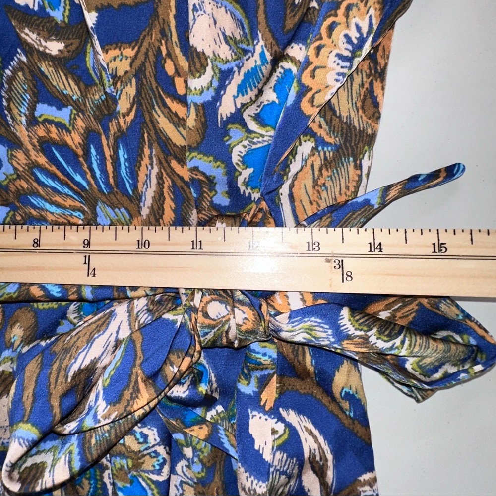 Anthropologie Drew Midi Wrap Dress Sz L Floral Collared Bohemian Resort Office - Picture 12 of 15